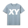 XY DEZIGN Logo T-shirt XY white ink on blue t-shirt