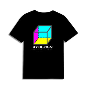 3D Cube XY DEZIGN Logo T-shirt XY white ink on black t-shirt