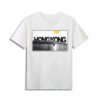 Hong Kong Skyline black and white artwork with orange sun t-shirt